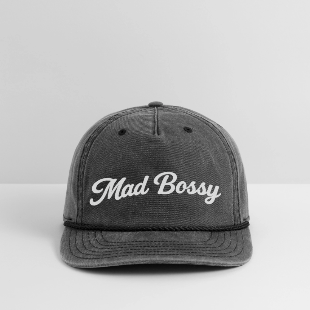 MAD BOSSY Vintage Washed Rope Cap - washed black